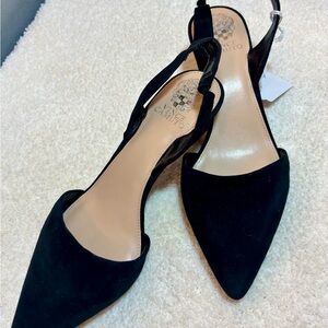 Vince Camuto Black Suede Pointed Slingback Flats
